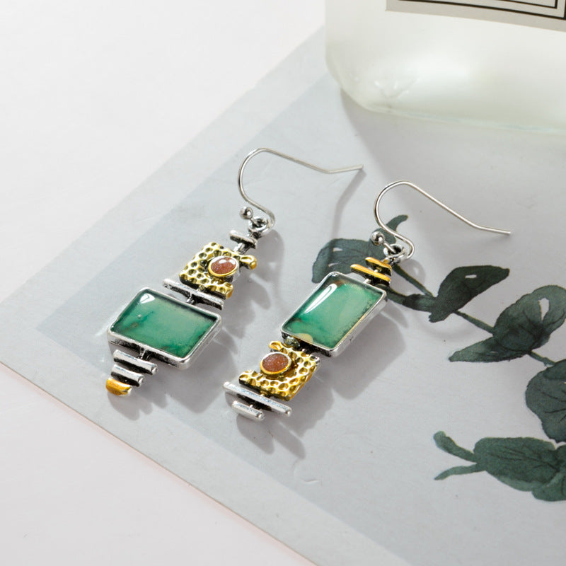 Fashion ladies turquoise dichroic earrings