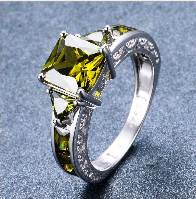S925 Sterling Silver Colorful Opal Sterling Silver Diamond Ring