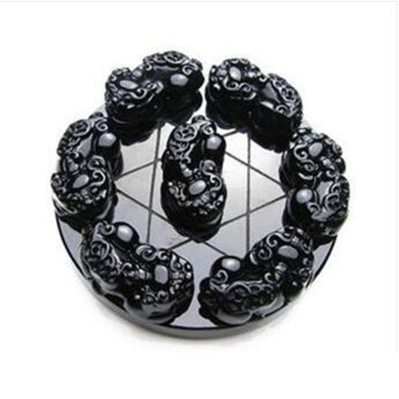 Natural Obsidian Pixiu Seven Star Array Decoration