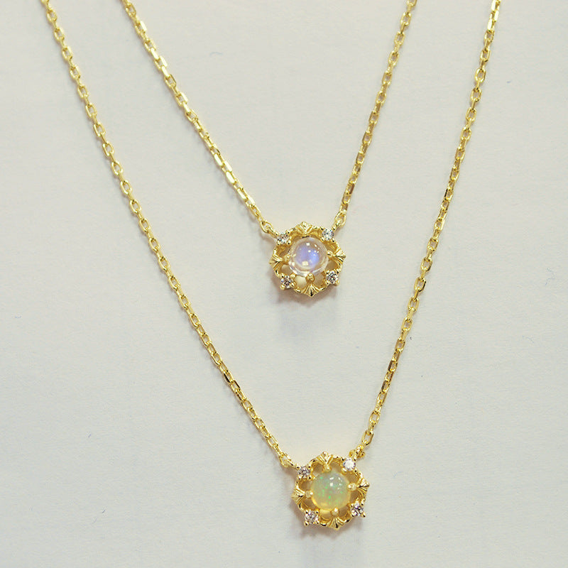 Natural Opal Sterling Silver Chain