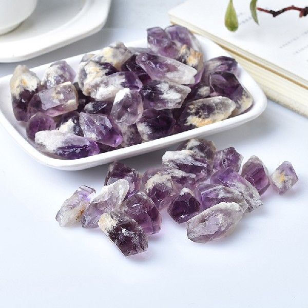 5PC Natural Amethyst Quartz Cluster Crystal Wand Point Raw