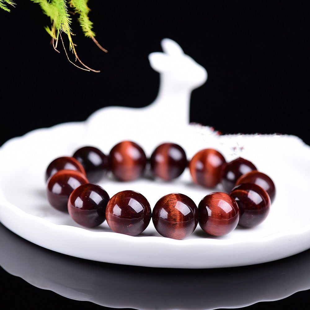 Natural Red Tiger Eye Stone Single Circle Bracelet Ornaments Buddhist Beads Tiger Eye Stone