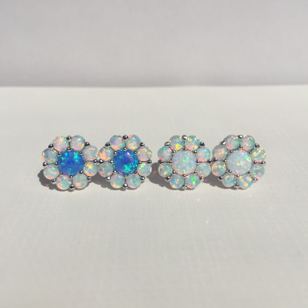 S925 Sterling Silver Opal Flower Earrings Opal Opal Jewelry
