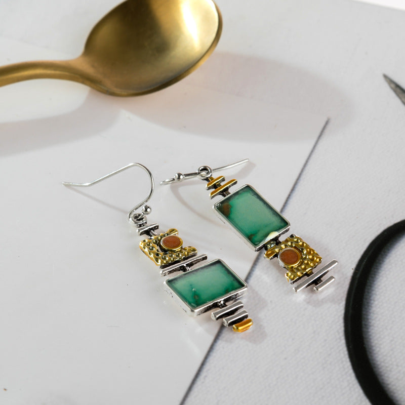Fashion ladies turquoise dichroic earrings