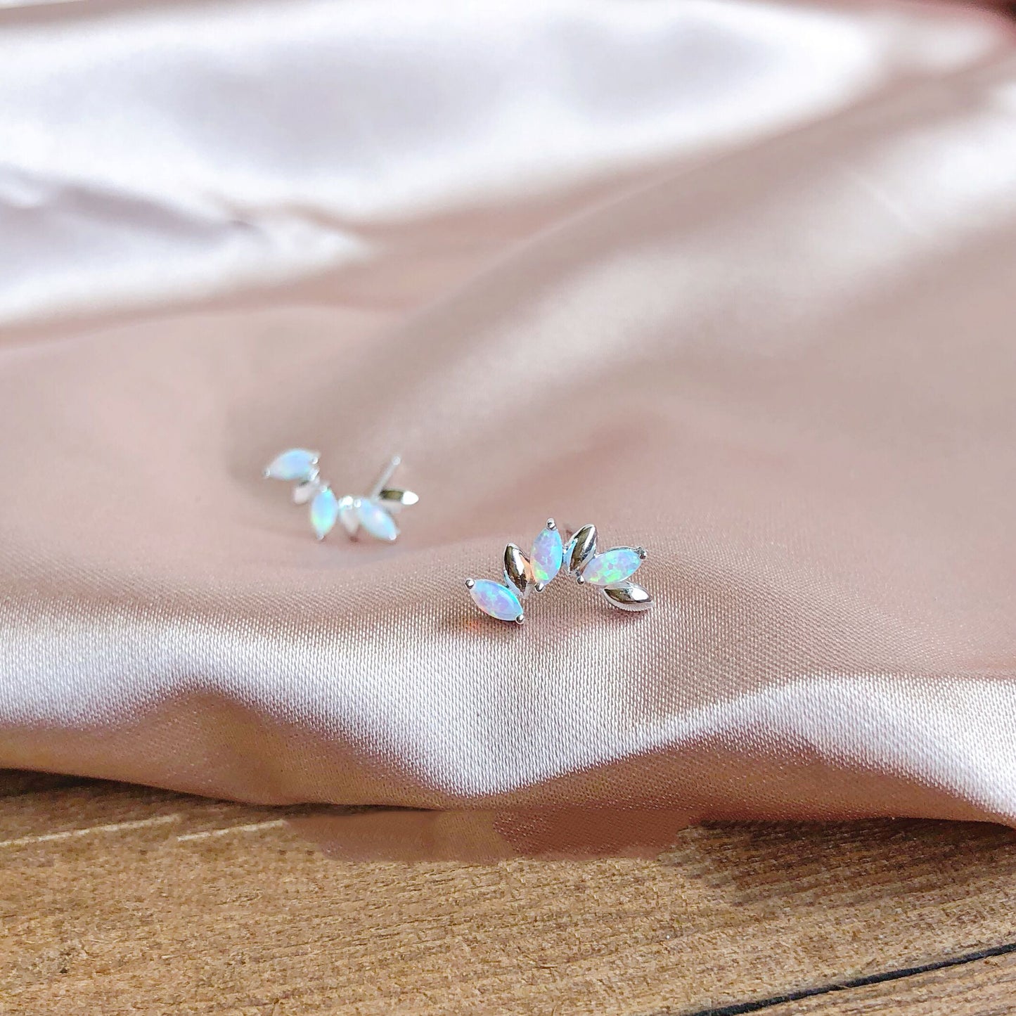 Opal Stone Temperament Entire Sterling Silver Earrings