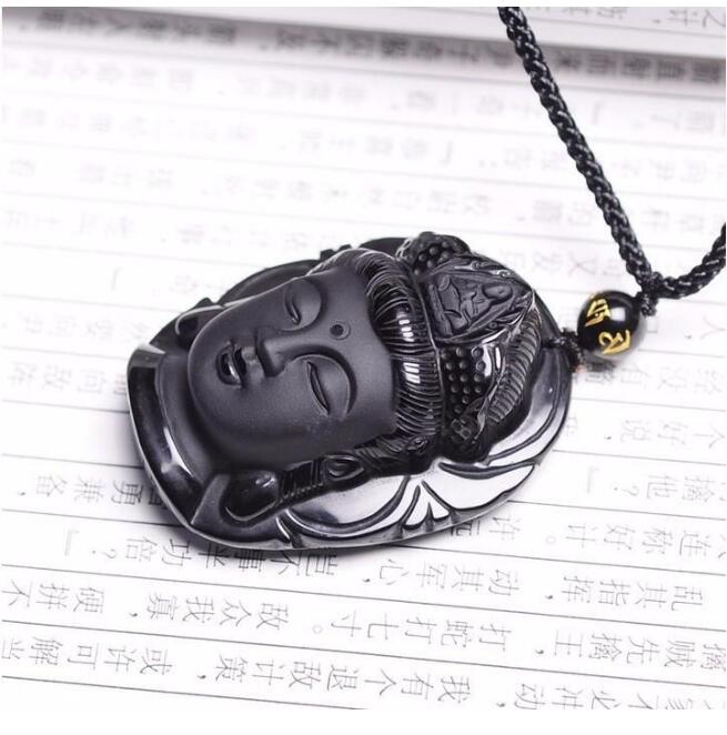 Natural Obsidian Buddah Pendant Necklace