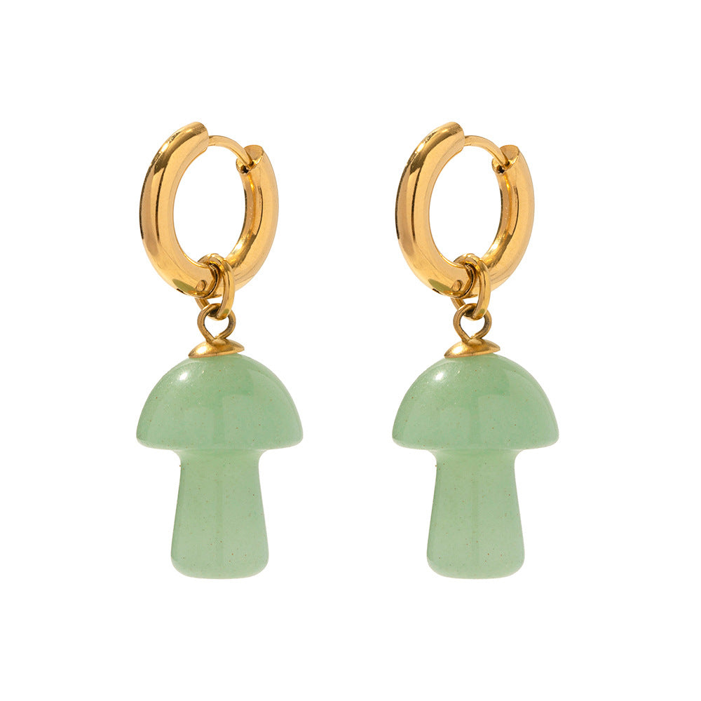 French Vintage Natural Stone Mushroom Earrings