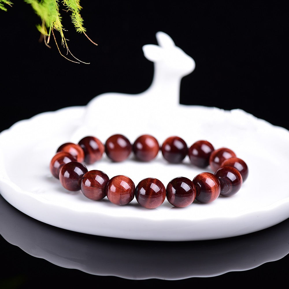 Natural Red Tiger Eye Stone Single Circle Bracelet Ornaments Buddhist Beads Tiger Eye Stone