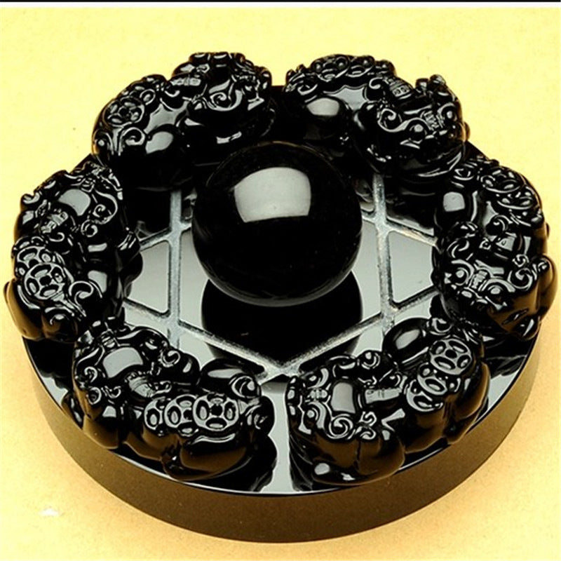Natural Obsidian Pixiu Seven Star Array Decoration