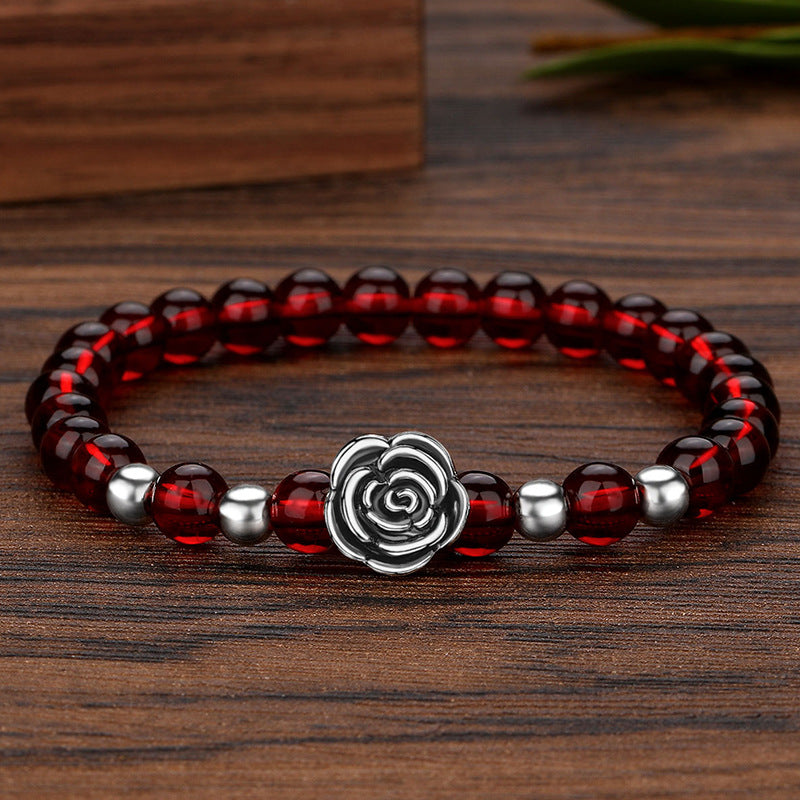 Bracelet Lucky Ancient Silver Obsidian Bead Bracelet