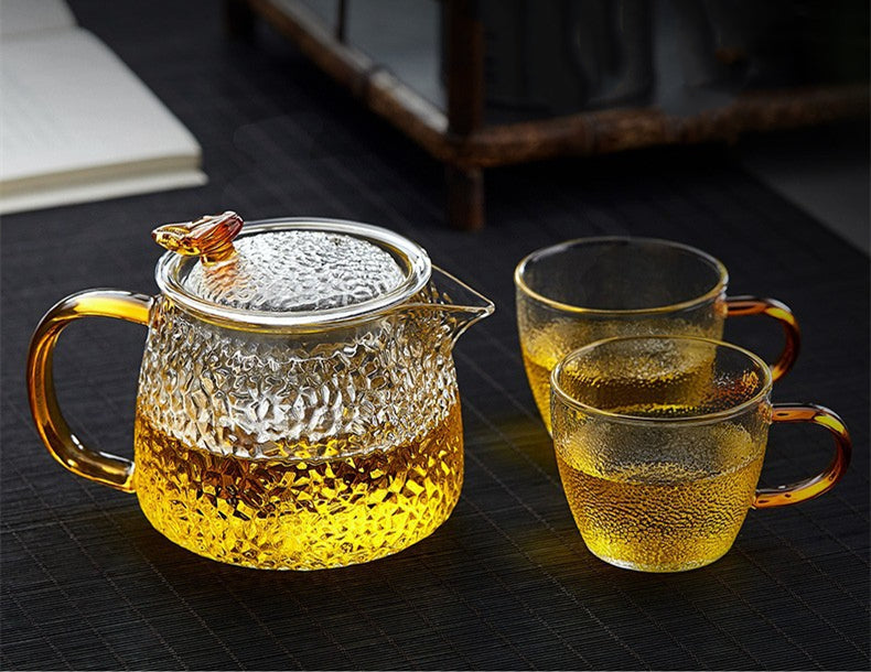 Retro Hammered Glass Teapot Set