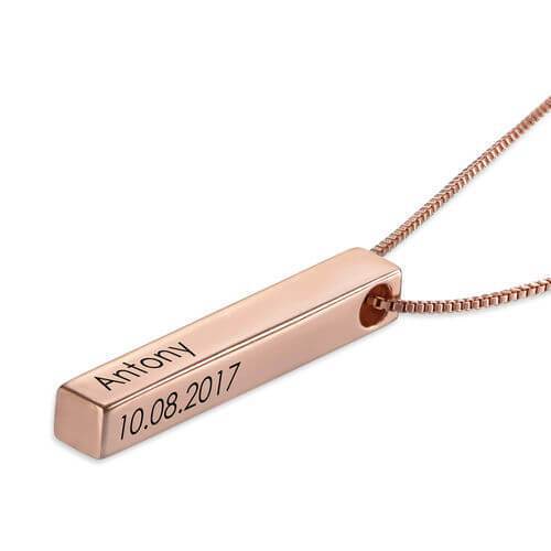 Sterling Silver Couple Name Silver Bar Necklace