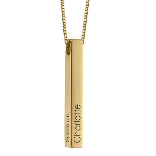 Sterling Silver Couple Name Silver Bar Necklace