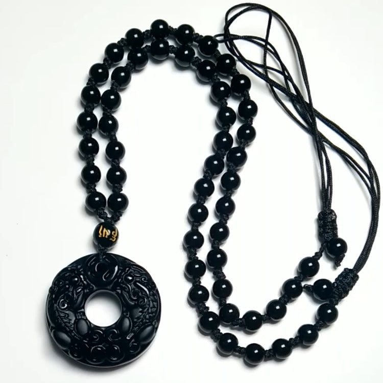 Natural Obsidian Elephant Pendant