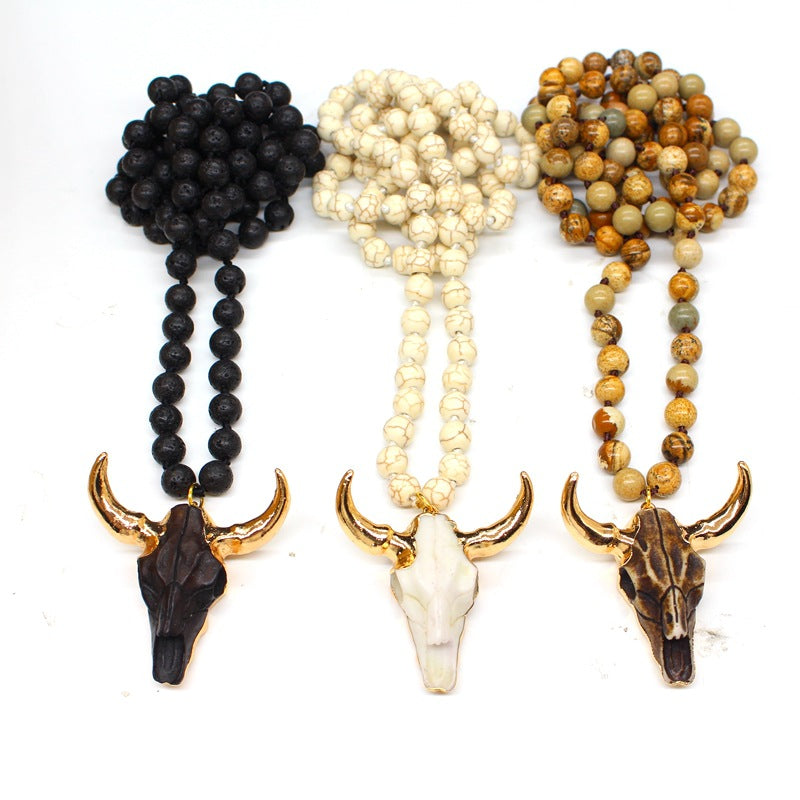 Picture Stone Lava Stone Beads Stone Beads Wear Bead Necklace