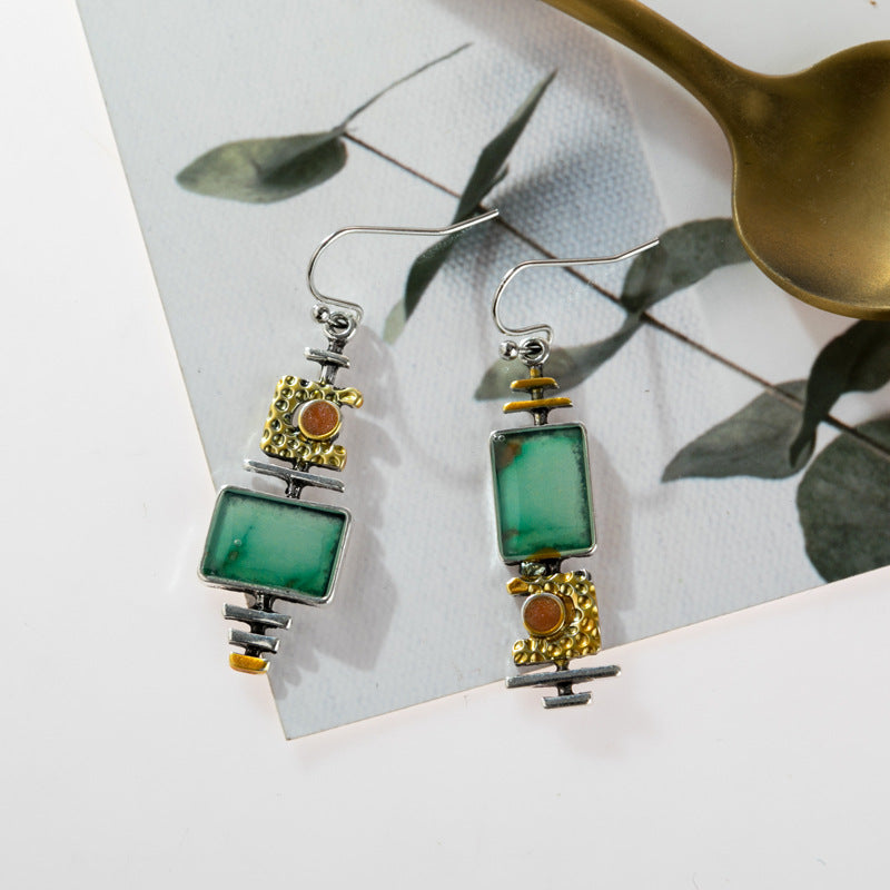 Fashion ladies turquoise dichroic earrings