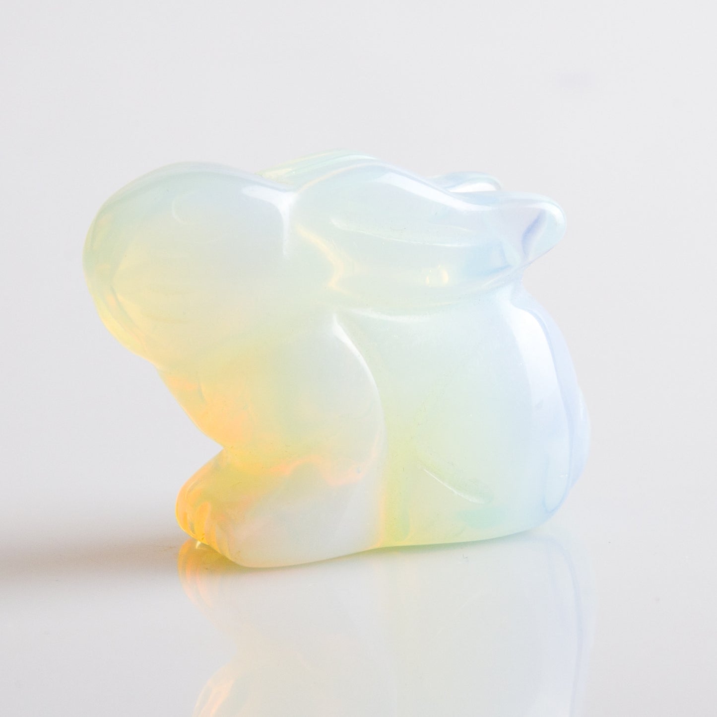 Jade Powder Crystal Stone Rabbit Ornament