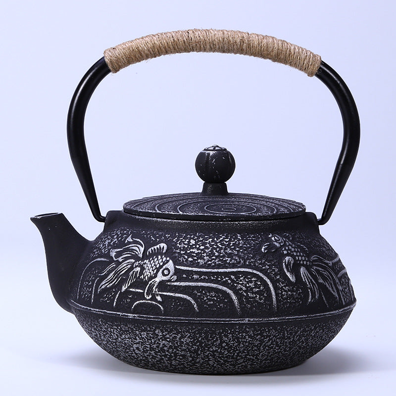 Cast Iron Teapot Peony Teapot Boiling Teapot Pig Iron Teapot Uncoated Tea Set