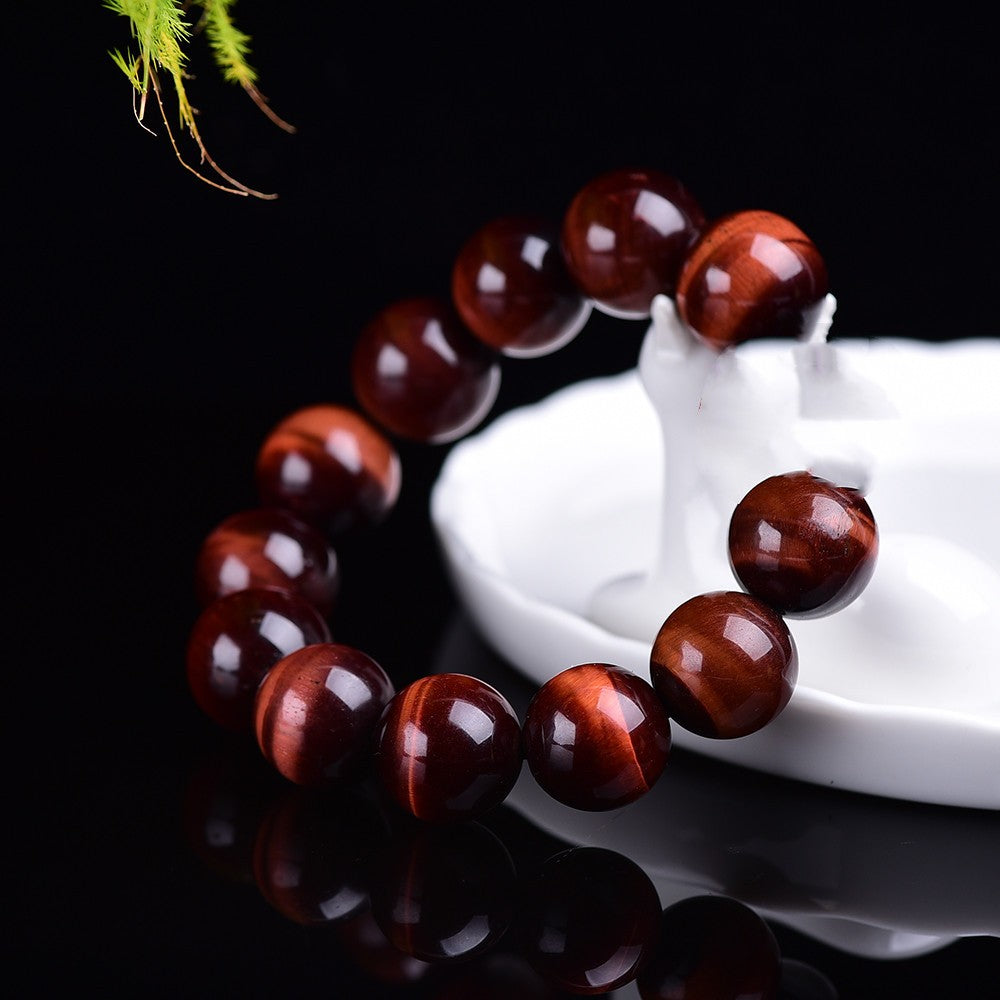 Natural Red Tiger Eye Stone Single Circle Bracelet Ornaments Buddhist Beads Tiger Eye Stone
