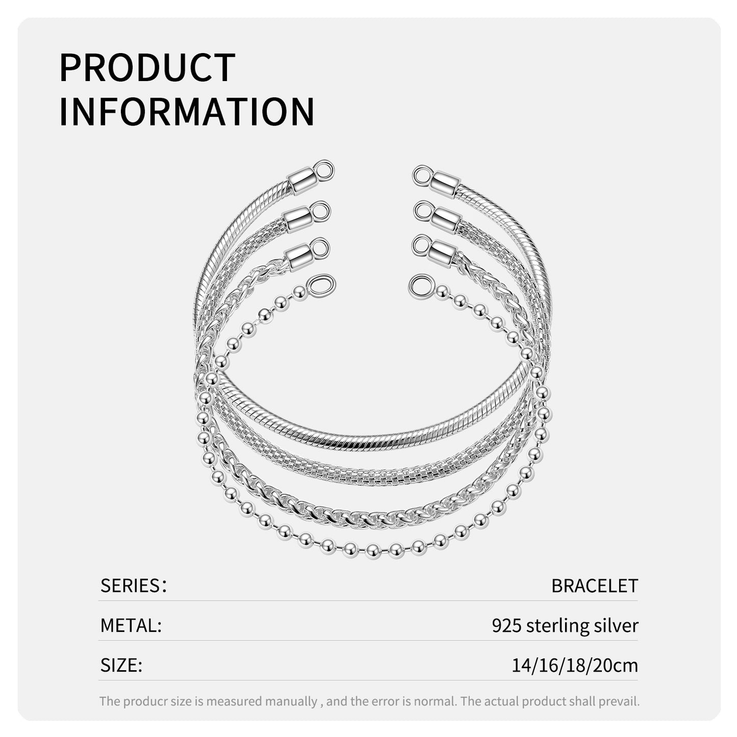 S925 Sterling Silver Button Head Plain Silver Niche Diy Bracelet With Basic Lock Lock Silver Accessories