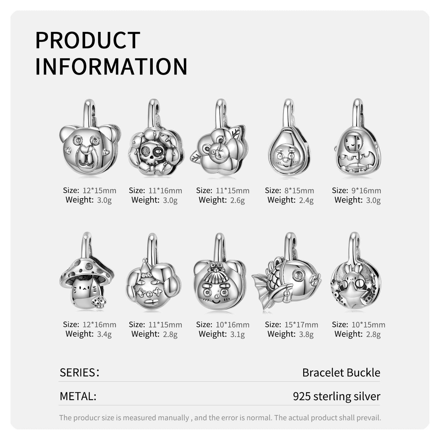 S925 Sterling Silver Button Head Plain Silver Niche Diy Bracelet With Basic Lock Lock Silver Accessories