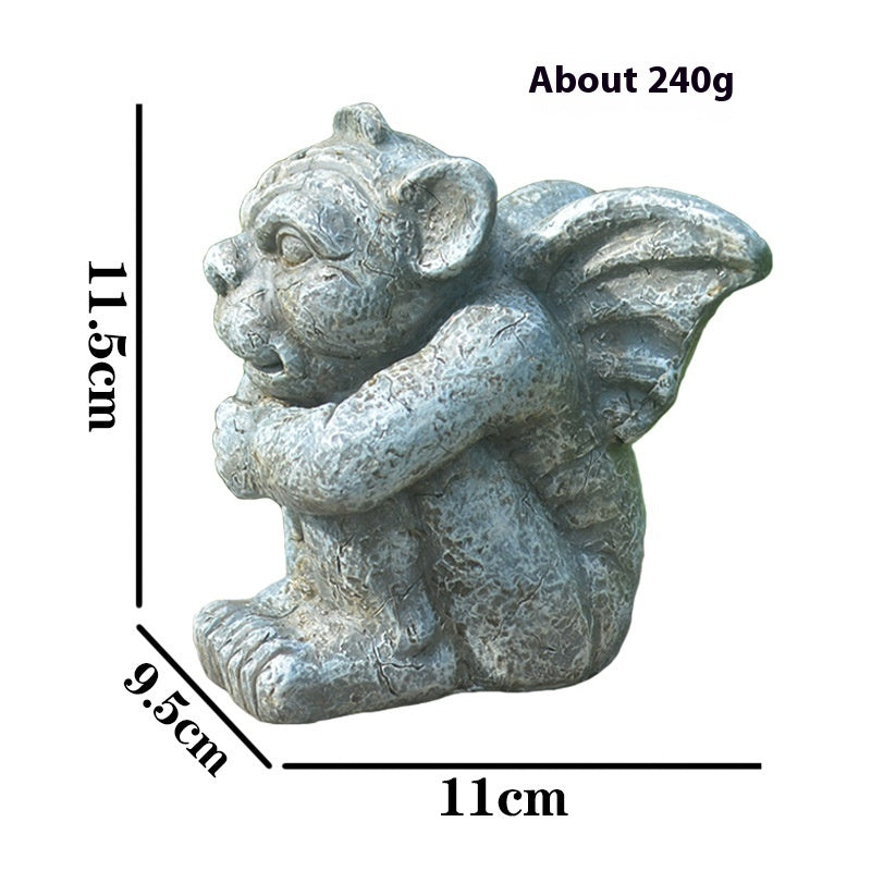 Garden Courtyard Decoration Emmett Stone Statue Ghost Protector Stone Statue Ghost Gothic Sculpture Resin