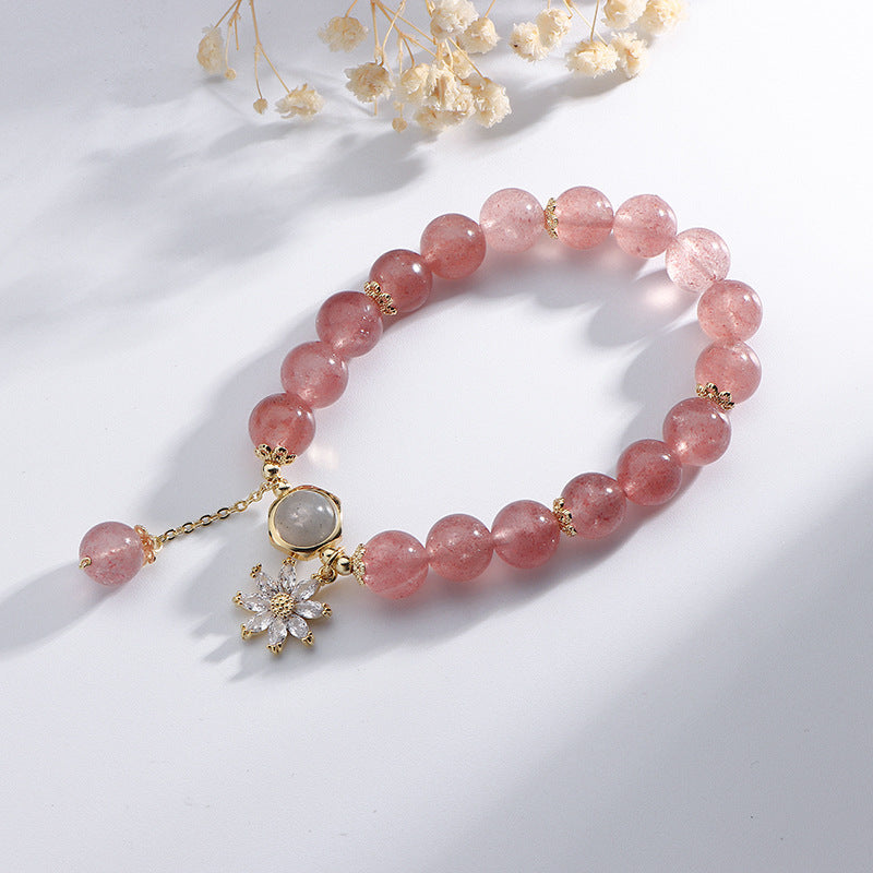 Crystal Bracelet Mori Style In Natural Strawberry Quartz