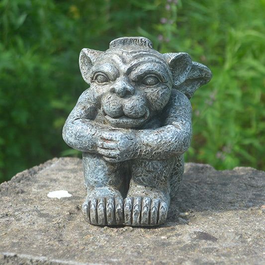 Garden Courtyard Decoration Emmett Stone Statue Ghost Protector Stone Statue Ghost Gothic Sculpture Resin