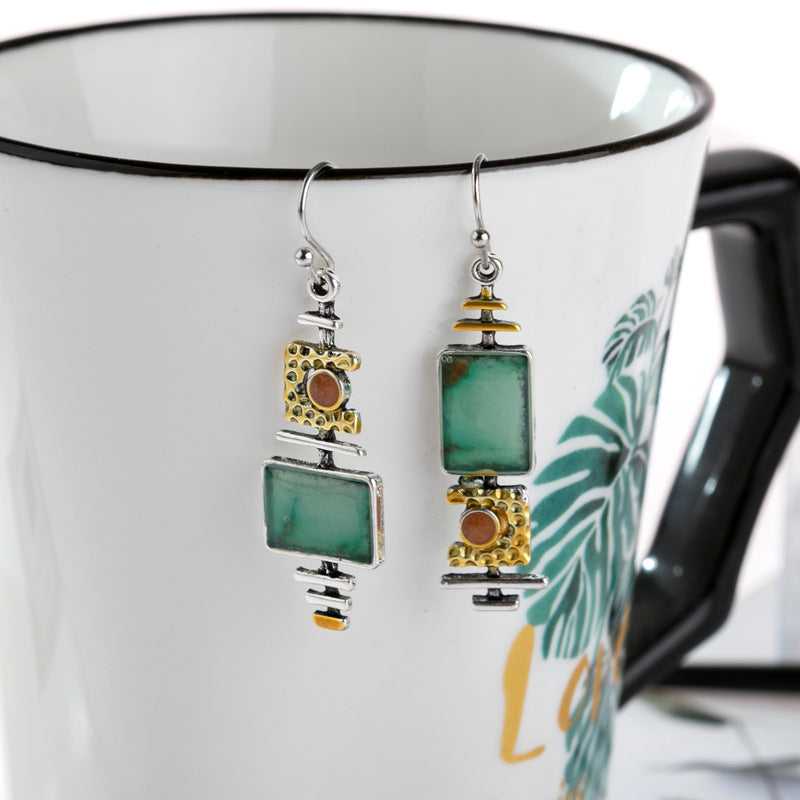 Fashion ladies turquoise dichroic earrings