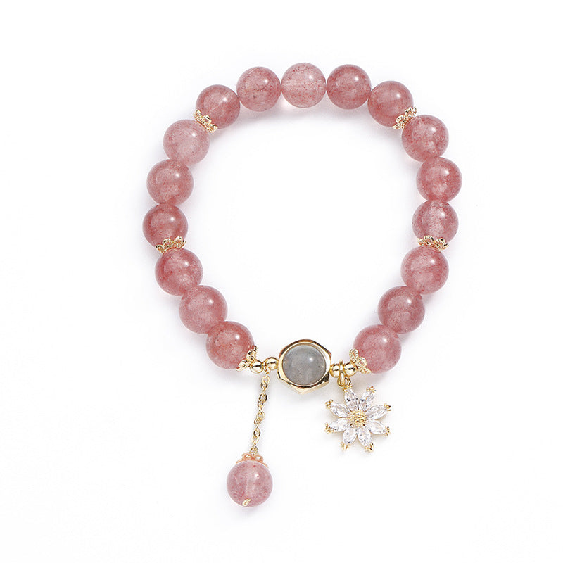 Crystal Bracelet Mori Style In Natural Strawberry Quartz