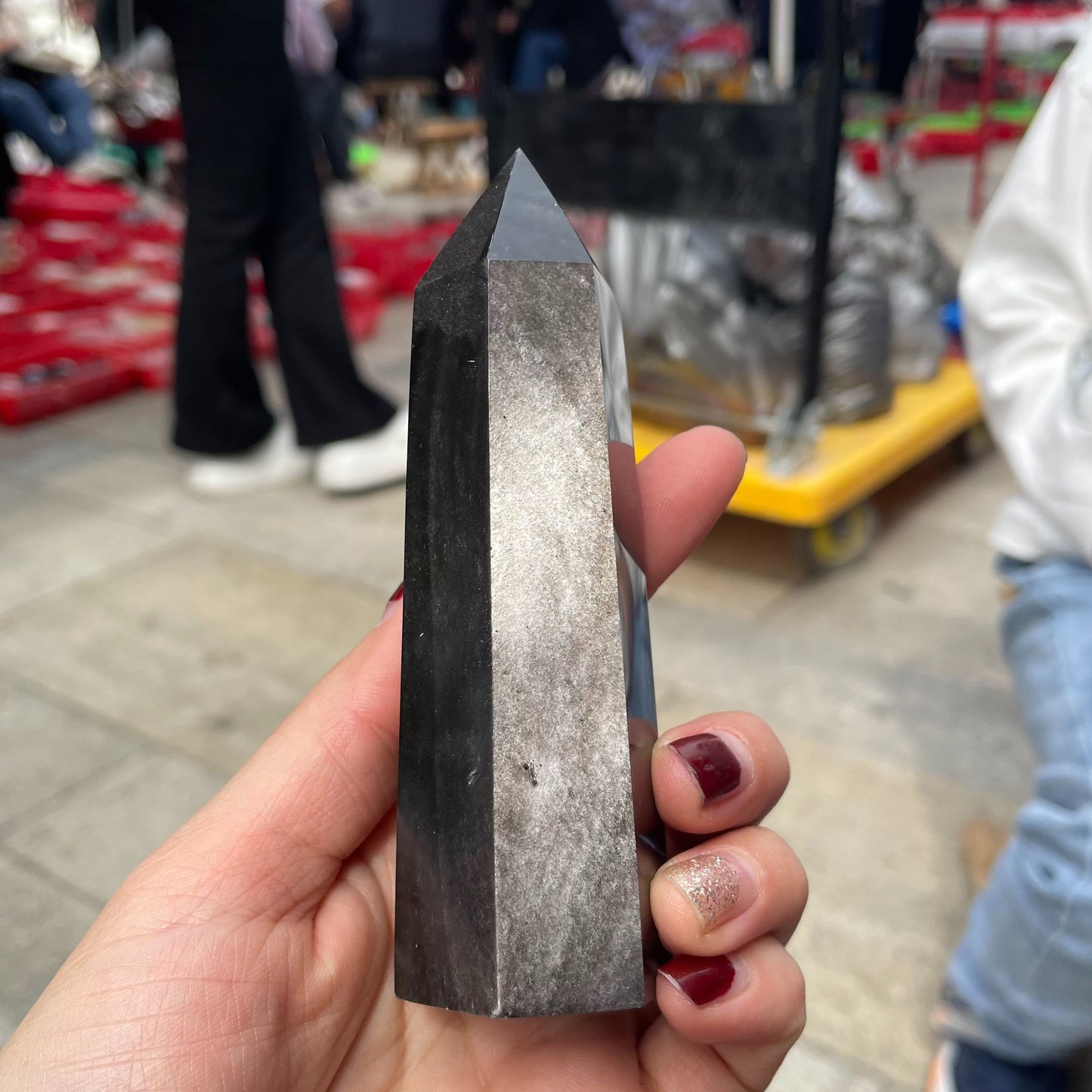 Natural Obsidian Hexagonal Pendant Stone