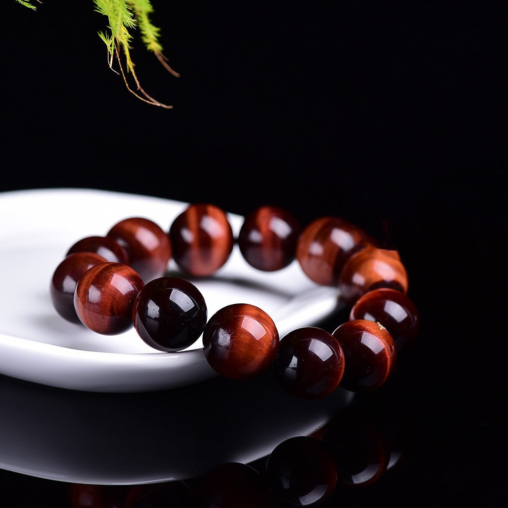 Natural Red Tiger Eye Stone Single Circle Bracelet Ornaments Buddhist Beads Tiger Eye Stone