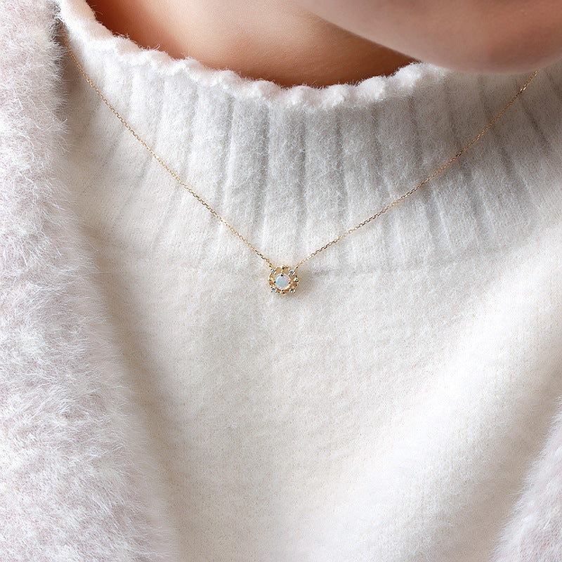 Natural Opal Sterling Silver Chain