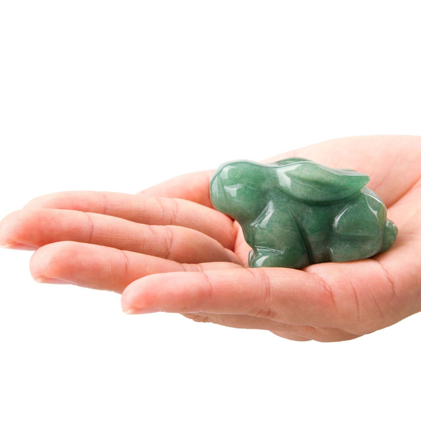 Jade Powder Crystal Stone Rabbit Ornament