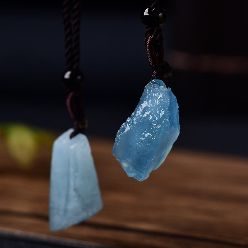 New Natural Aquamarine Blue Pendant