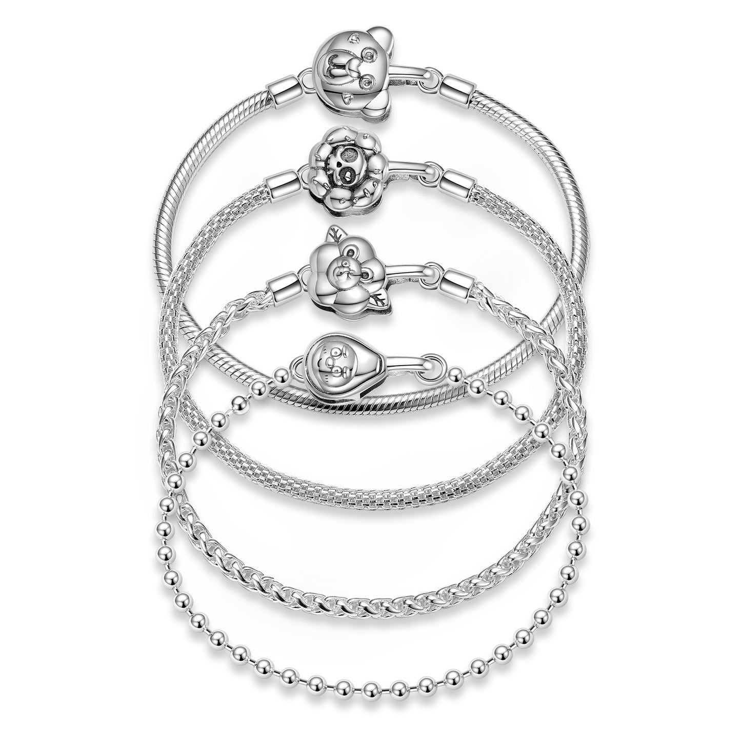S925 Sterling Silver Button Head Plain Silver Niche Diy Bracelet With Basic Lock Lock Silver Accessories