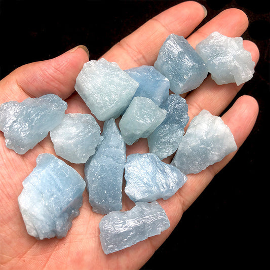 Natural Aquamarine Raw Stone Large Particles Pendulum Diy Pendant