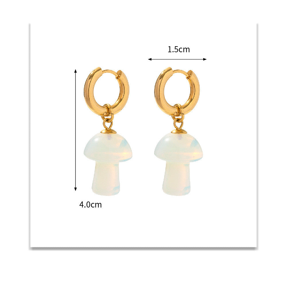 French Vintage Natural Stone Mushroom Earrings