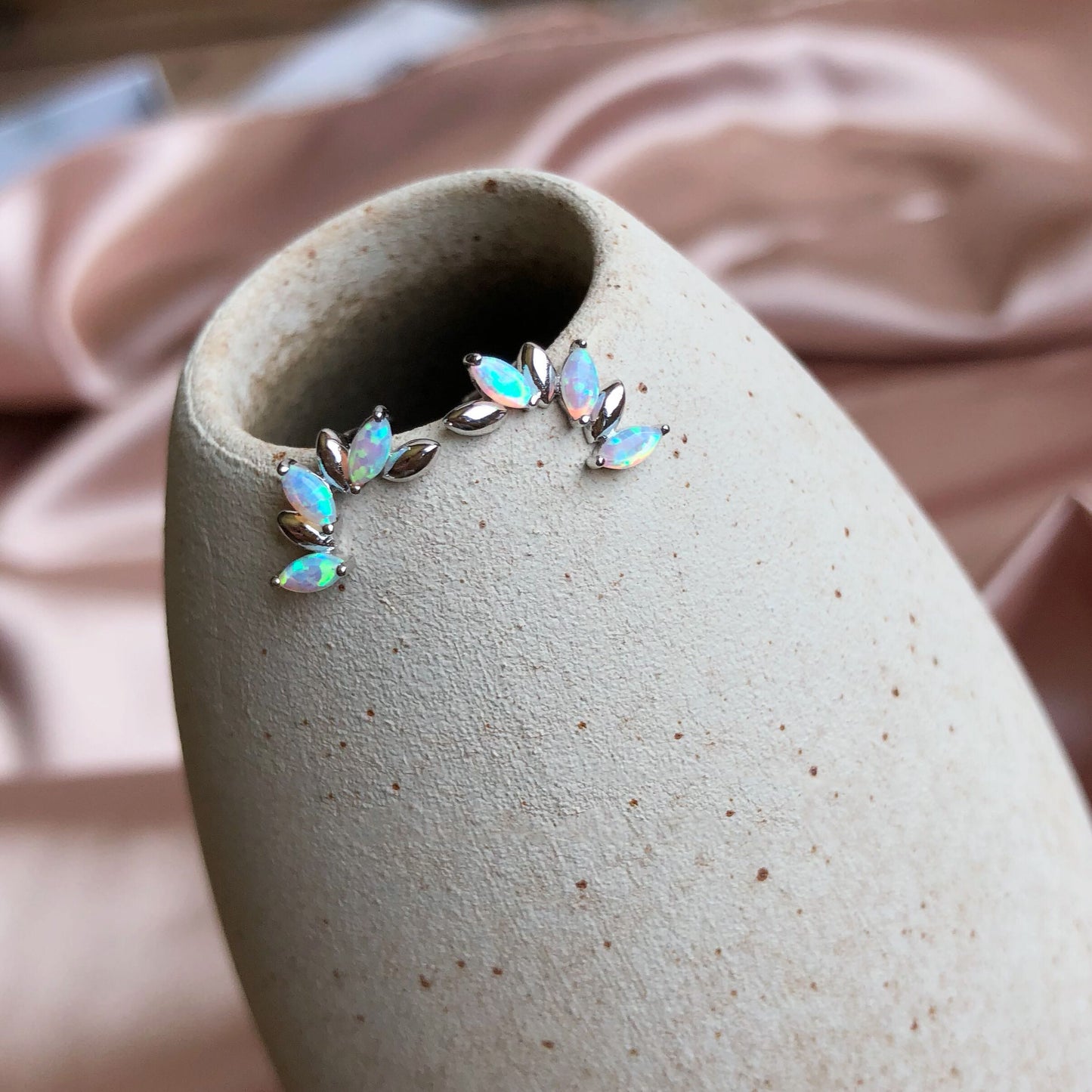 Opal Stone Temperament Entire Sterling Silver Earrings
