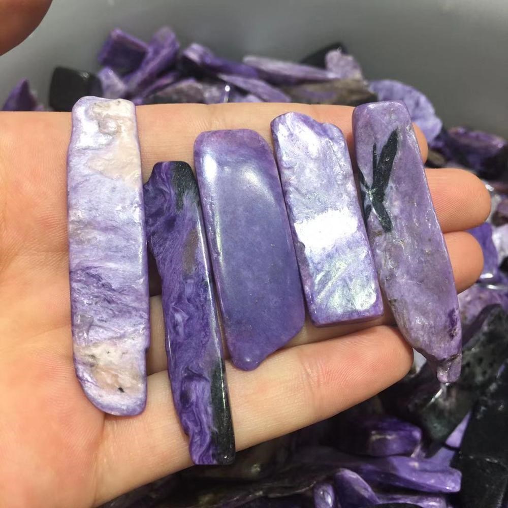 5pcs Natural Charoite Stone Point Plate Chips Quartz Crystal