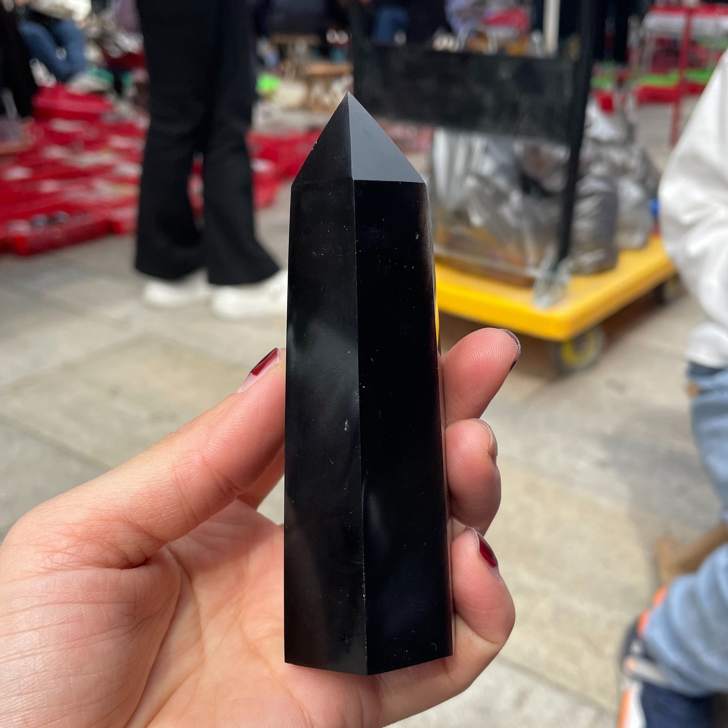 Natural Obsidian Hexagonal Pendant Stone