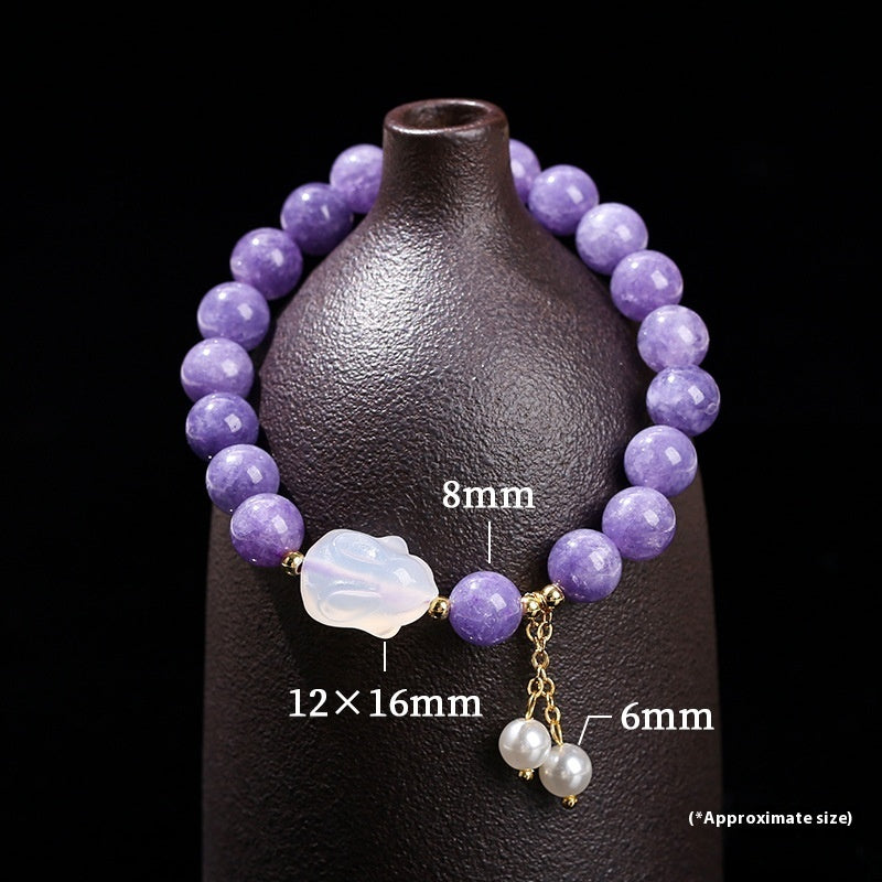 Aquamarine Chalcedony Lychee Jelly Agate Rabbit Bracelet