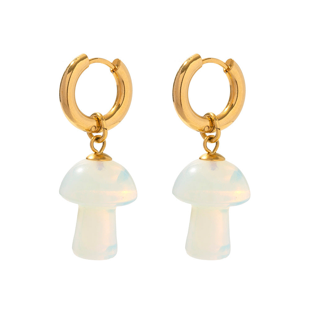 French Vintage Natural Stone Mushroom Earrings
