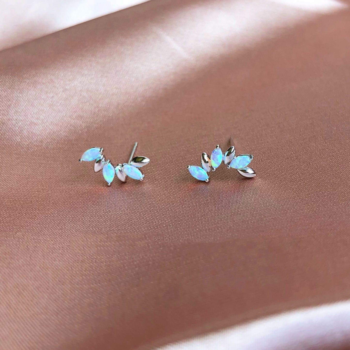 Opal Stone Temperament Entire Sterling Silver Earrings