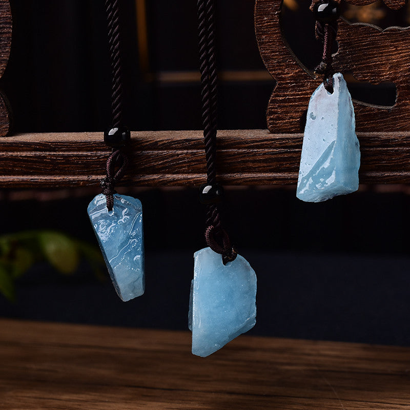 New Natural Aquamarine Blue Pendant