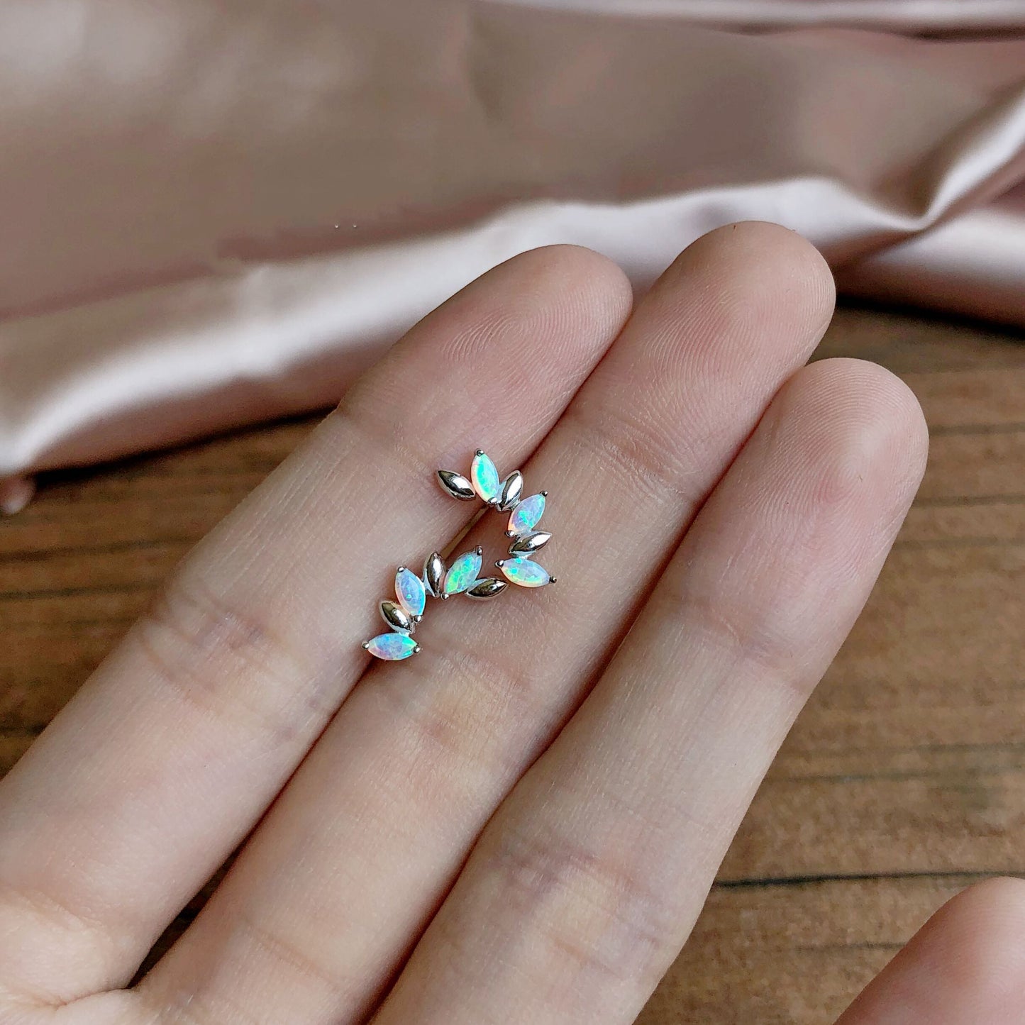 Opal Stone Temperament Entire Sterling Silver Earrings