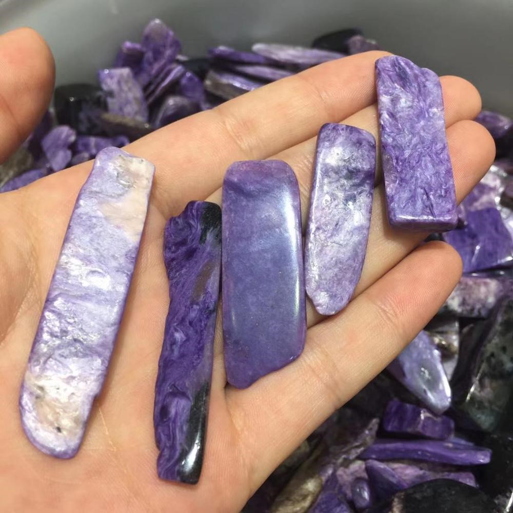 5pcs Natural Charoite Stone Point Plate Chips Quartz Crystal
