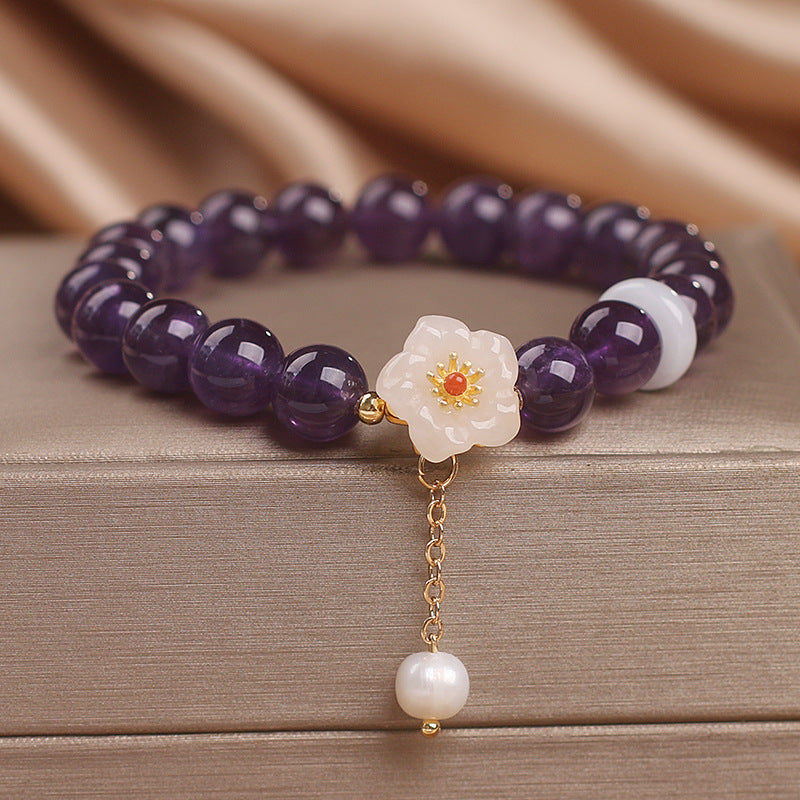 Ethnic Style Natural Garnet Crystal Bracelet