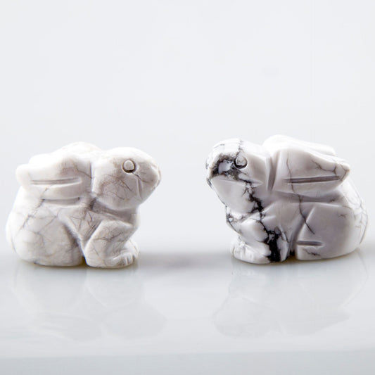 Jade Powder Crystal Stone Rabbit Ornament