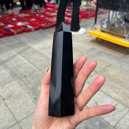 Natural Obsidian Hexagonal Pendant Stone